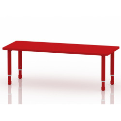 Wood Rectangular Table Size : 150*60 cm with Multi-Height Legs 55-75 cm - Red Color
