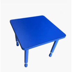 Square Table Wood Size: 60*60 cm with Multi-Height Legs 55*75 cm - Blue Color Square Table Wood Size: 60*60 cm with Multi-Height Legs 55*75 cm - Blue Color
