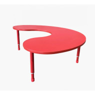 Crescent Table Wood Size 180*120 cm With Multi Height Legs 55-75 cm - Red Color Crescent Table Wood Size 180*120 cm With Multi Height Legs 55-75 cm - Red Color