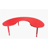 Crescent Table Wood Size 180*120 cm With Multi Height Legs 55-75 cm - Red Color Crescent Table Wood Size 180*120 cm With Multi Height Legs 55-75 cm - Red Color