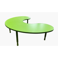 Crescent Wood Table Size 180*120 cm With Multi Height Legs 55-75 cm - Green Color Crescent Wood Table Size 180*120 cm With Multi Height Legs 55-75 cm - Green Color