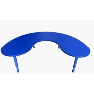 Crescent Wood Table Size 180*120 cm With Multi Height Legs 55-75 cm - Blue Color Crescent Wood Table Size 180*120 cm With Multi Height Legs 55-75 cm - Blue Color