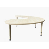 Crescent Table Wood Size 180*120 cm With Multi Height Legs 55-75 cm - Wooden Color Crescent Table Wood Size 180*120 cm With Multi Height Legs 55-75 cm - Wooden Color