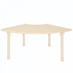 Quarter Circle Wooden Fun Table - Size: 127*68 cm Multiple Legs 46-71 cm