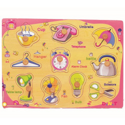 بزل بمقابض لتعلم اسماء الاشياء الانجليزية - خشبي بزل بمقابض لتعلم اسماء الاشياء الانجليزية - خشبي