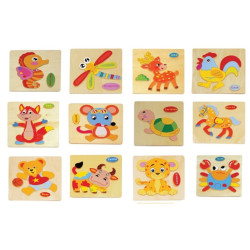 هيا نتعلم الاسماء - بزل تعلم اسماء الحيوانات والحشرات انجليزي صغير - خشبي عدد 12 لوح