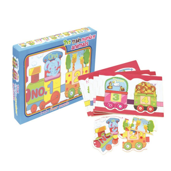 بزل قطار تعلم الارقام الانجلزية مع حيوانات خشبي بزل قطار تعلم الارقام الانجلزية مع حيوانات خشبي