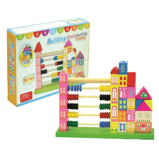 عداد الخرز مع مكعبات بناء خشبي  عداد الخرز مع مكعبات بناء خشبي