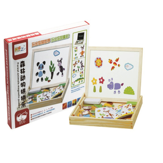 سبورة مغناطيسية  - تركيب حيوانات واشجار الغابة - خشبي سبورة مغناطيسية  - تركيب حيوانات واشجار الغابة - خشبي