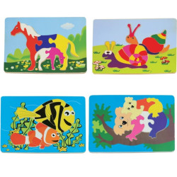 هيا نتعلم الحيوانات - بزل الحيوانات وصغارها -خشبي عدد 4 لوح هيا نتعلم الحيوانات - بزل الحيوانات وصغارها -خشبي عدد 4 لوح