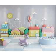 ديكور الحائط الكبير - المدينة الملونة  WALL DICORATION LARGE COLORFUL CITY مقاس :W280cmxH100cmcmx3cm ديكور الحائط الكبير - المدينة الملونة  WALL DICORATION LARGE COLORFUL CITY مقاس :W280cmxH100cmcmx3cm