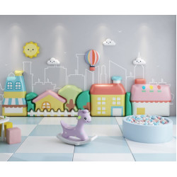 ديكور الحائط الكبير - المدينة الملونة  WALL DICORATION LARGE COLORFUL CITY مقاس :W280cmxH100cmcmx3cm ديكور الحائط الكبير - المدينة الملونة  WALL DICORATION LARGE COLORFUL CITY مقاس :W280cmxH100cmcmx3cm