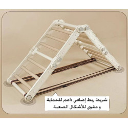 جهاز التسلق مع حلقات التوازن و مرجيحة لون بني فاتح