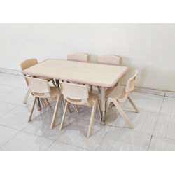 طاولة خشب حواف بلاستيك مقاس 120*60*37-62سم بارجل متعدد المستويات طاولة خشب حواف بلاستيك مقاس 120*60*37-62سم بارجل متعدد المستويات