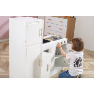 Classic white wooden kitchen with lighting, size: 99*100*34.5 cm