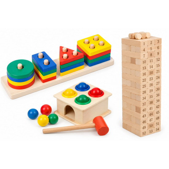 Wooden educational toys for skill development