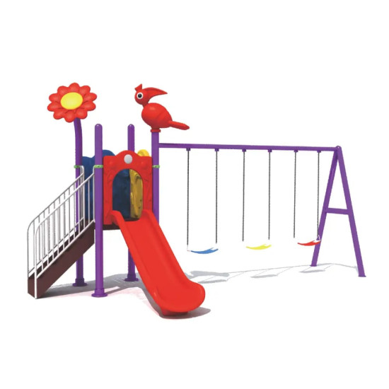 لعبة حدائق خارجية زحليقة مع 3 مراجيح مقاس: 270*245*470 سم