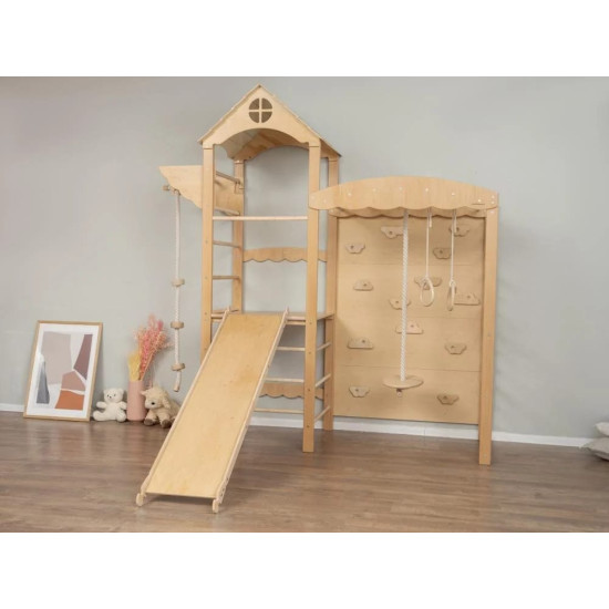 Wooden Climbing Exercise Tower with 4 Exercise Pieces Size: 212*71.6*222 cm Wooden Climbing Exercise Tower with 4 Exercise Pieces Size: 212*71.6*222 cm