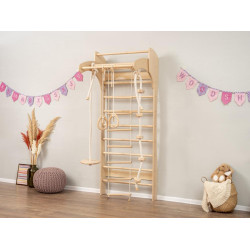 Wooden Swedish Exercise Wall with 4 Workout Pieces Size: 80*83*195 cm Wooden Swedish Exercise Wall with 4 Workout Pieces Size: 80*83*195 cm