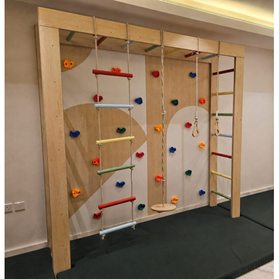 Climbing wall with climbing ladder size: 2.40*2.40*80 cm - with protection mats
