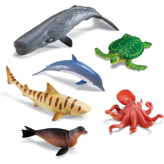 Learning Resources Large Ocean Animal Set, Plastic 6 Piece