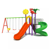 Children's Toy Set with Three Swings and Two Slides Size: 300 x 460 x 520 cm