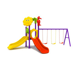 مجموعة العاب اطفال بزحليقتين  وثلاث مراجيح مقاس: 300*360*540 سم