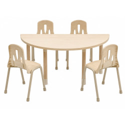 Wooden semi-circular table with iron legs, size: 120*60*52 cm