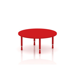 طاولة دائرية خشب قطر  120 سم بأرجل متعددة الارتفاعات 55-75 سم - لون احمر