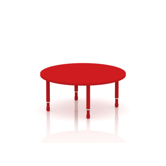 طاولة دائرية خشب قطر  120 سم بأرجل متعددة الارتفاعات 55-75 سم - لون احمر
