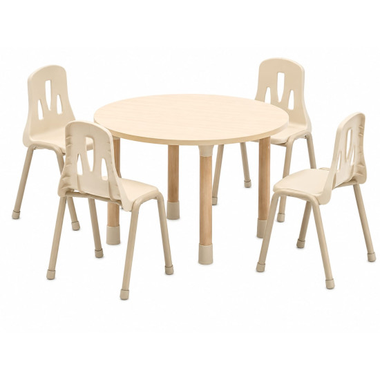 Wooden circular table with iron legs, size: 85*85*52 cm