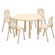 Wooden circular table with iron legs, size: 85*85*52 cm