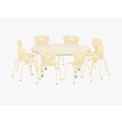 طاولة دائرية خشب قطر  120 سم بأرجل متعددة الارتفاعات 55-75 سم - لون خشبي