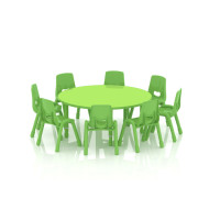 طاولة دائرية خشب قطر  120 سم بأرجل متعددة الارتفاعات 55-75 سم - لون اخضر