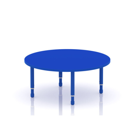 طاولة دائرية خشب قطر  120 سم بأرجل متعددة الارتفاعات 55-75 سم - لون ازرق