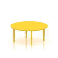 طاولة دائرية خشب قطر  120 سم بأرجل متعددة الارتفاعات 55-75 سم - لون اصفر