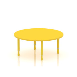 طاولة دائرية خشب قطر  120 سم بأرجل متعددة الارتفاعات 55-75 سم - لون اصفر