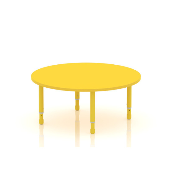 طاولة دائرية خشب قطر  120 سم بأرجل متعددة الارتفاعات 55-75 سم - لون اصفر