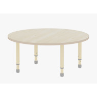 طاولة دائرية خشب قطر  120 سم بأرجل متعددة الارتفاعات 55-75 سم - لون خشبي