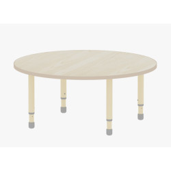 طاولة دائرية خشب قطر  120 سم بأرجل متعددة الارتفاعات 55-75 سم - لون خشبي