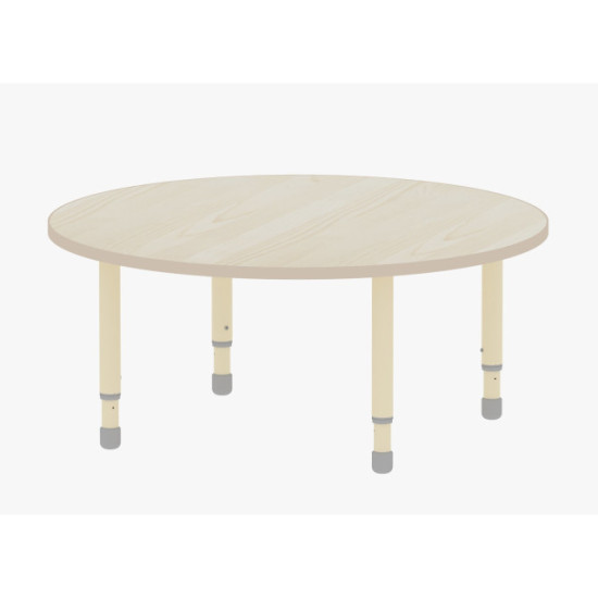 طاولة دائرية خشب قطر  120 سم بأرجل متعددة الارتفاعات 55-75 سم - لون خشبي