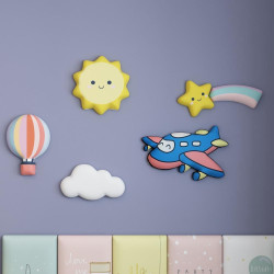 ديكور السماء الجميلة تحتوي على شمس و نجم و سحاب و بالون و طيارة