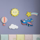ديكور السماء الجميلة تحتوي على شمس و نجم و سحاب و بالون و طيارة