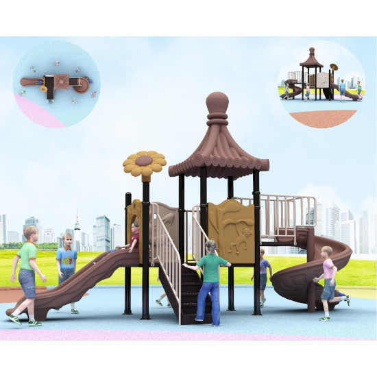 Brown color slide game with a unique character