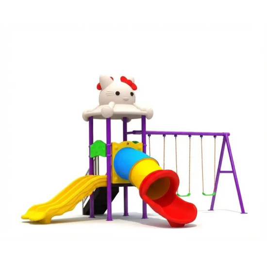 لعبة حدائق برج مع 2 زحليقة و3 مراجيح بثلاث مقاعد مقاس: 310*365*555 سم