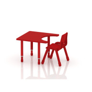 طاولة احتياجات خاصة خشب مقاس: 70*70سم بارجل متعددة الارتفاعات 55-75 سم - لون احمر