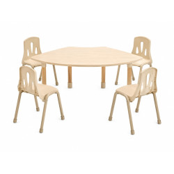 Quarter wooden fun table - iron legs, size: 127*68*52 cm