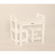 طاولة المربعة مع 2 كراسي بيضاء مقاس CM 50.8*60*60