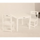 طاولة المربعة مع 2 كراسي بيضاء مقاس CM 50.8*60*60