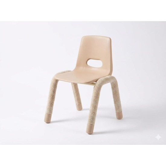 Plastic Chair Iron Legs Height 35 cm - Beige